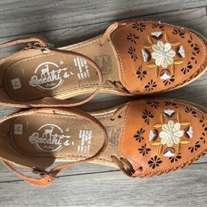 Women's Tan Embroidered Sandals